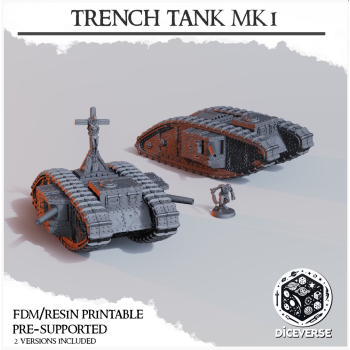DiceVerse - Trench Tank MK1 - wydruk FDM - Trench Crusade - 2 wersje