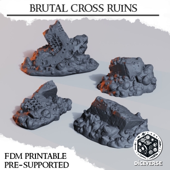 DiceVerse -Trench Terrain: Brutal Cross Ruins - wydruk FDM - Trench Crusade