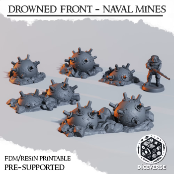 DiceVerse - Drowned Front - Naval Mines - wydruk FDM - Trench Crusade